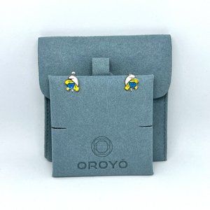 Smurfs Smurfette Earrings 925 Silver - Ceramic Enamel Colors